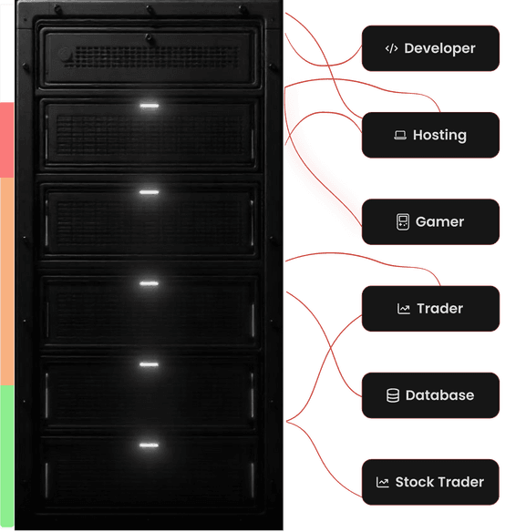 Computer tower with stats