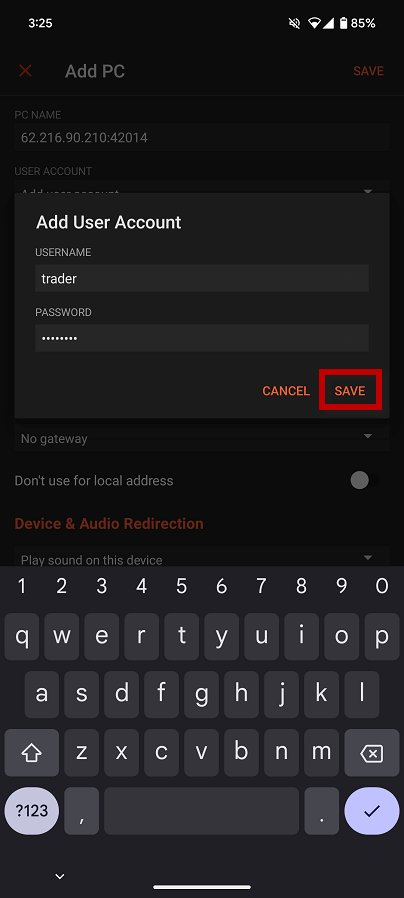 Tutorial de RDP no Android 12, salvar