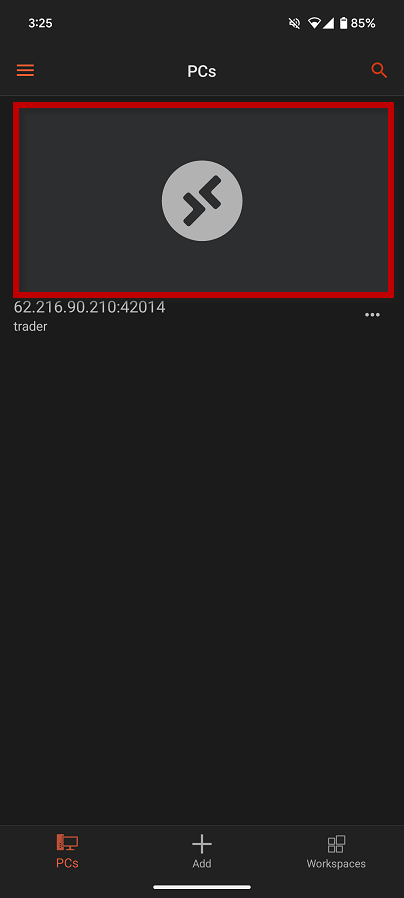 Tutorial de RDP no Android 14, computador adicionado