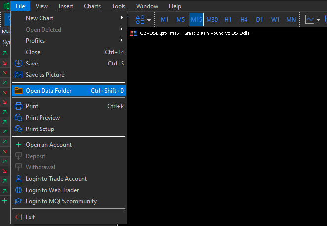 Como instalar um robô de trading de Forex no MT5 - Passo 1