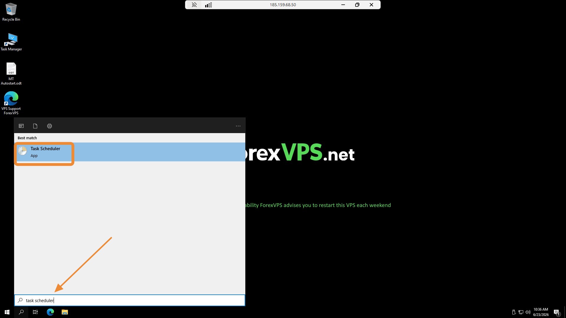 Resultados da pesquisa do Windows com o aplicativo Task Scheduler em destaque