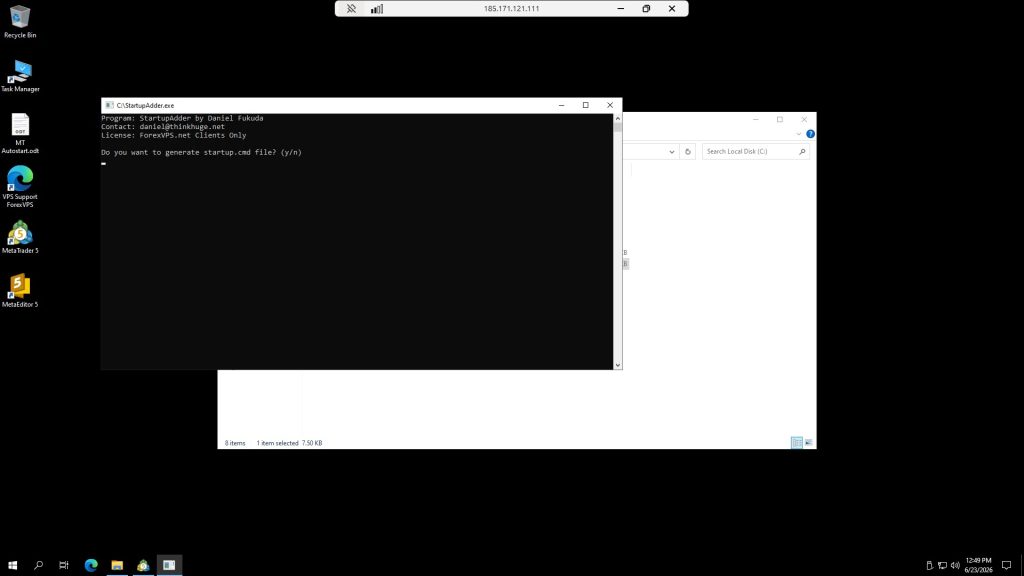 StartupAdder command prompt asking to generate startup cmd file