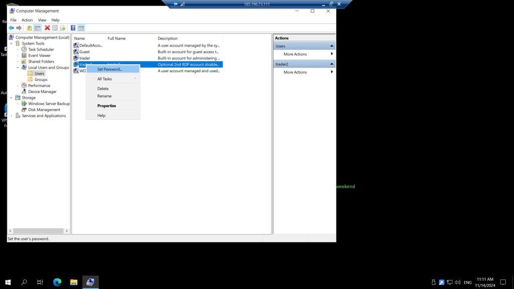 Right-click context menu with Set Password option highlighted