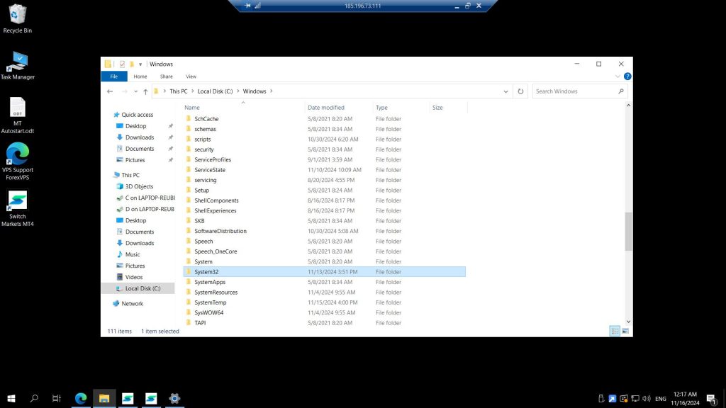 Windows folder with System32 folder highlighted
