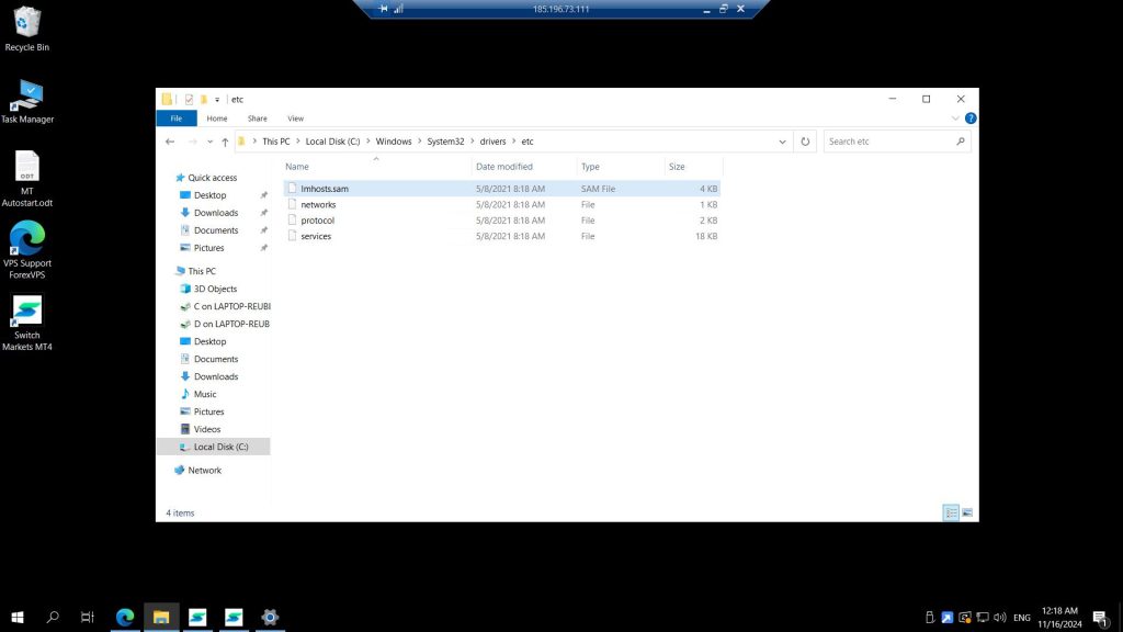 etc folder after the hosts file has been deleted