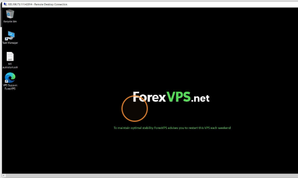 Connected ForexVPS desktop shown in the Windows App on Mac